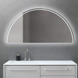 Полукруглое зеркало c подсветкой для ванной комнаты Масейо